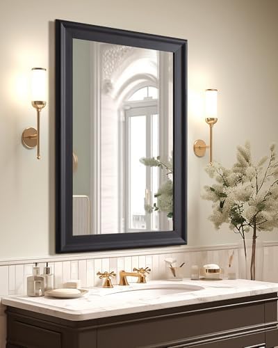 Black Wall Mirror for Bathroom, Rectangle Rustic 24 x 36 inch Vanity Mirrors - Image 5