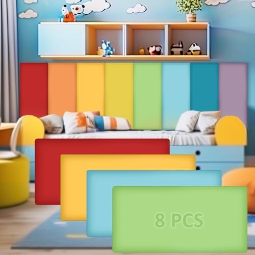 8 Pack Wall Padding Headboard 15.75" x 7.87" x 1.18" Rainbow Colors by Hahafelt