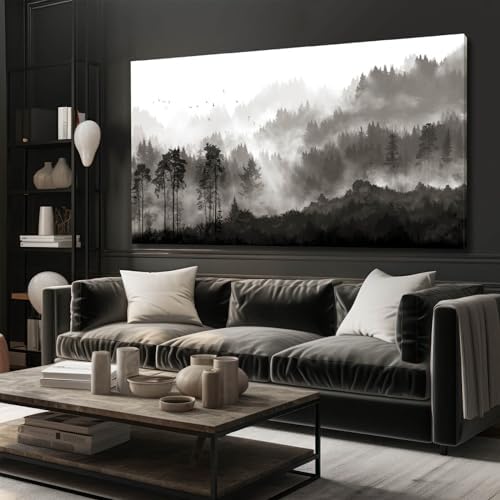 YJYart Landscape Wall Art Black Forest Tree Painting by YJYart