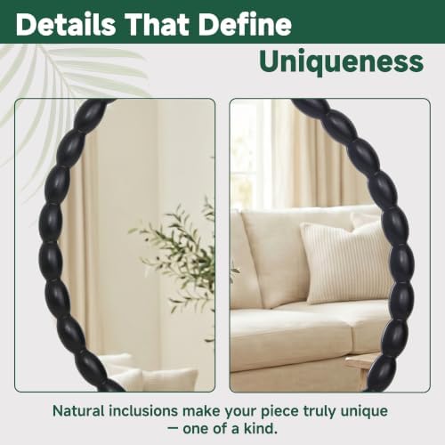 30"x30" Round Solid Wood Farmhouse Decorative Wall Mirror - Image 4