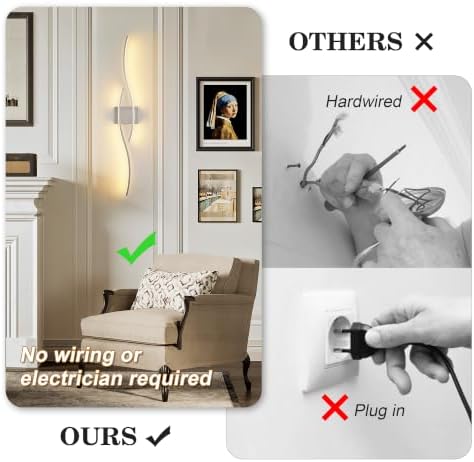 KARTOOSH Wireless Wall Sconces Set of 2, Dimmable LED Sconce - Image 2
