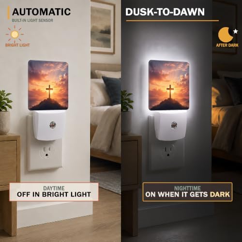 Cross Sunset Night Light, Dusk to Dawn Nightlights Plug into Wall - Image 2