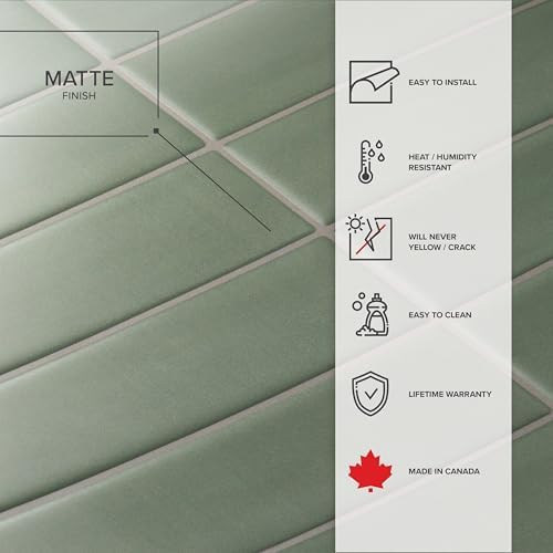 Smart Tiles Peel and Stick backsplash, Stacked Olive Green - Image 5