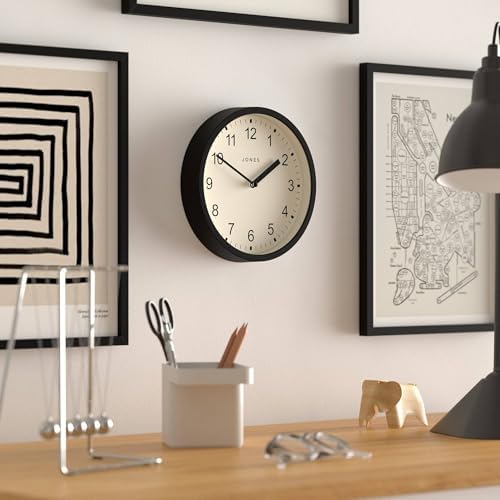 JONES CLOCKS® Spin wall Clock | Small Modern Round Clock | 8" | Black | Easy to - Image 4