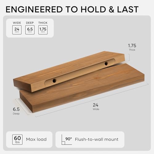 Homeforia 24 Inch Floating Shelves, High-End Solid Pine Wood - Image 2