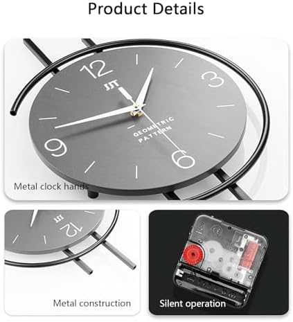 Vertical Minimalist Geometric Metal Silent Wall Clock - Image 2