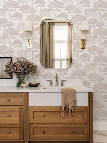 Ismoon Beige Peel Stick Wallpaper Forest Mural Toile Stick on Wallpaper - Image 4