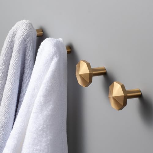 YANGQIHOME Pack of 4, Solid Brass Wall Hooks, Coat Hooks, Hangers Wall Mounted - Image 2