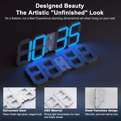 CHKOSDA 17" Large 3D LED Digital Wall Clock, 6-inch High-Visibility Digits - Image 6