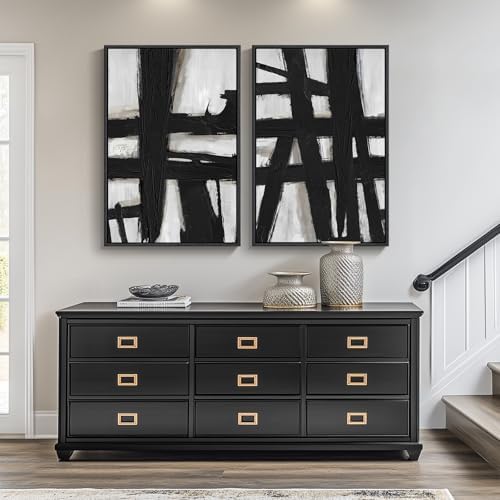 Large Framed Black White Abstract Wall Art - Image 4