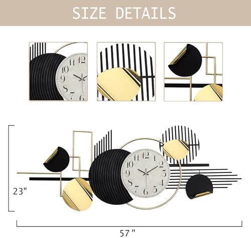 ERMOFAV Metal Wall Art, Abstract Modern Creative Geometric Round Art Decor 57" - Image 4
