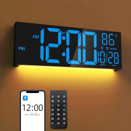 16.5" Blue LED Digital Wall Clock by ArtfulClocksBeautifulMoments