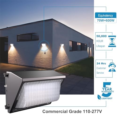 Lightdot 8 Pack 70W LED Wall Pack Lights, Wall Mount Outdoor Exterior Lighting - Image 6