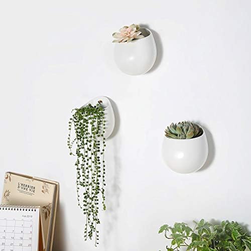 Mkono 4 Inch Wall Mounted Planter Round Ceramic Hanging Plant Holder Decorative - Image 2