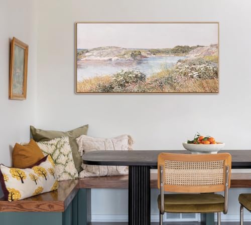DJSYLIFE Vintage Meadow and Pond Framed Wall Art, Farmhouse Landscape - Image 4