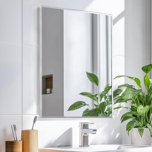 Sunniry Nickel Wall Mirror, 24x32 inch Bathroom Mirror by Sunniry