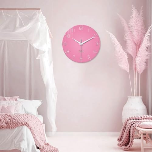 XNM Glass Pink Analog Clock Battery Operated 16 Inch - Image 2
