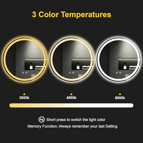 Round LED Bathroom Mirror with Lights, 30 Inch Circle Lighted Vanity Mirror - Image 6