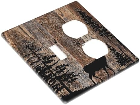 Wallplates Rustic Forest Antler Elk Deer Silhouettes Animals Wood Grain 1 - Image 3