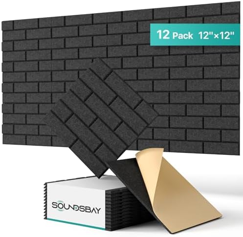 Soundsbay 12-Pack Brick Acoustic Panels, Self-Adhesive by Soundsbay