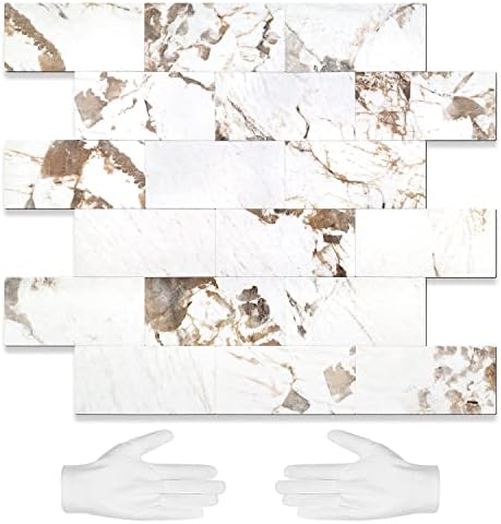 STICKGOO 10 Sheets Subway Tiiles Peel and Stick Backsplash, Belgium White by STICKGOO
