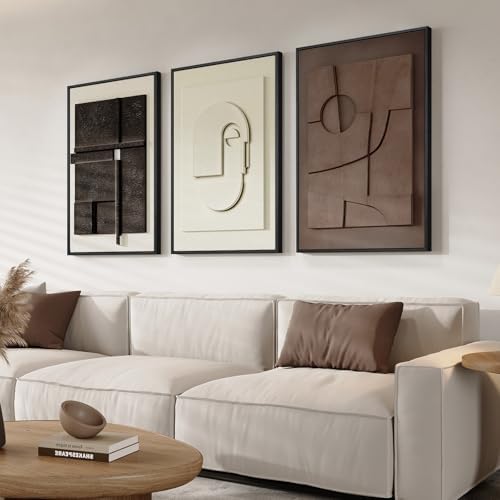 3D Textured Framed Abstract Wall Art Set, 3 Piece Modern Artwork, 16x24 In by Cuspin