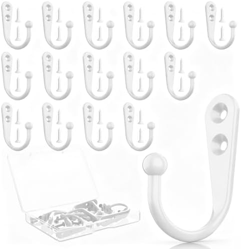 15 Pcs White Coat Hooks, Wall Hooks by ZBDPOVT