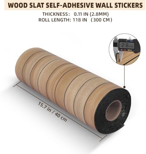 Peel and Stick Wood Slat Wall Panels, Light Yellow, 236 x 15.7 in - Image 3