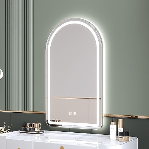 Arched Bathroom Mirror 24"x36", LED Tempered Glass - Image 2