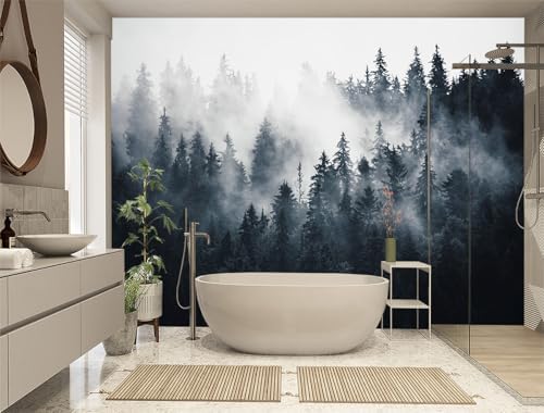 XMPMBM-Misty Forest Fabric Wallpaper Pine Forest Living Room Bedroom Bathroom - Image 2