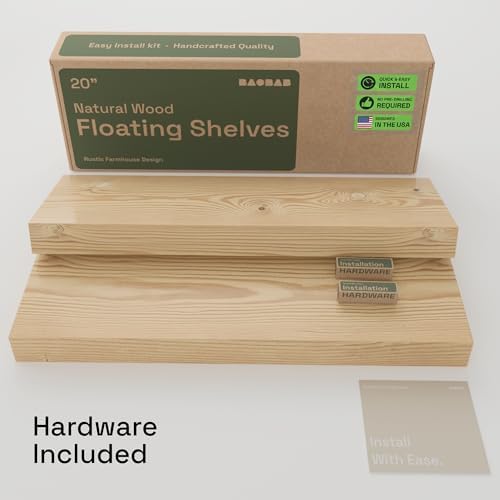 Solid Wood Floating Shelves for Wall 20 Inch Natural Wood, Wooden Shelf - Image 6