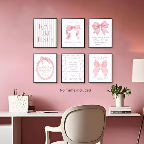3 Piece Pink Bows Wall Art for Girls Room College Gifts for Girls 8x10 In - Image 6
