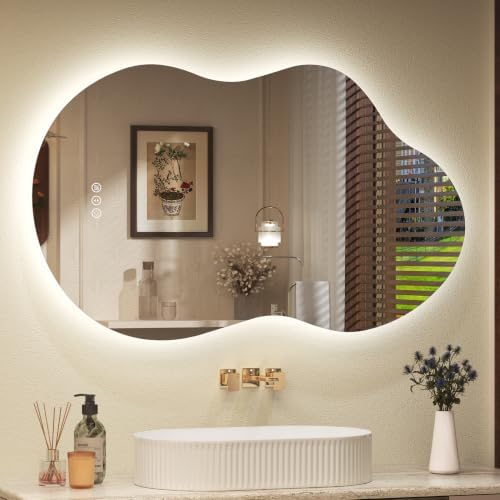 24x36 Inch Irregular Backlit LED Lighted Vanity Mirror by CHARMOR