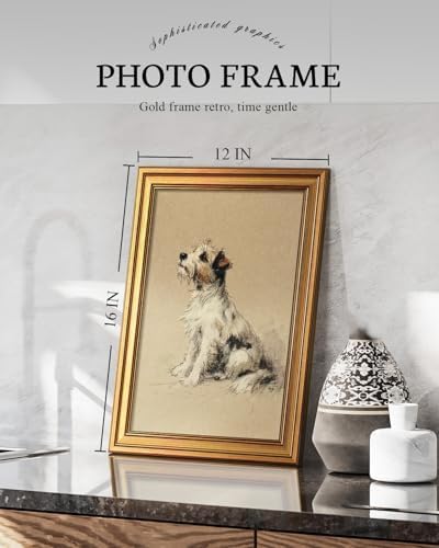 VIYYIEA Vintage Framed Wall Art, Sketch Jack Russell Terrier, 16L x 12W - Image 2