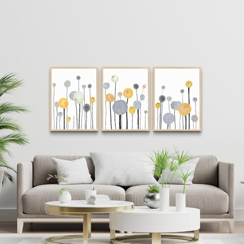 MHARTK66 3 Piece Natural Wood Framed Abstract Watercolor Painting Wall Art - Image 2
