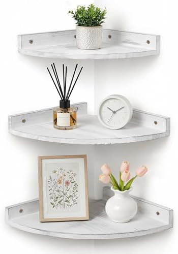 Corner Shelves for Wall, Distressed White Shelves by Petrala