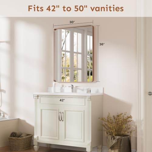 Kosmonia 36x30 Inch Bathroom Vanity Mirror Brushed Rose Gold - Image 2