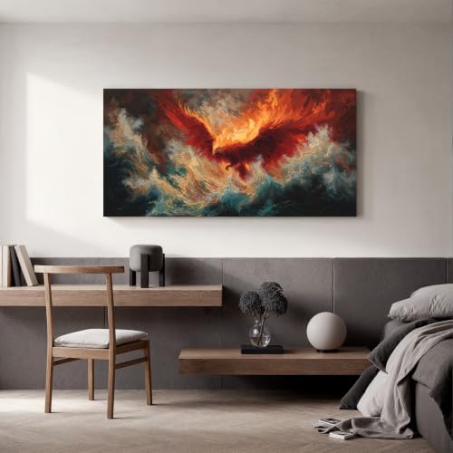 Red Fire Phoenix Wall Art Prints 20"x40" Abstract Wall Art - Image 4