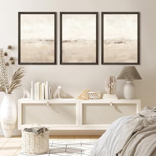 Baccone Beige Abstract Wall Art Set of 3 Neutral Canvas Wall Art Prints Boho - Image 4