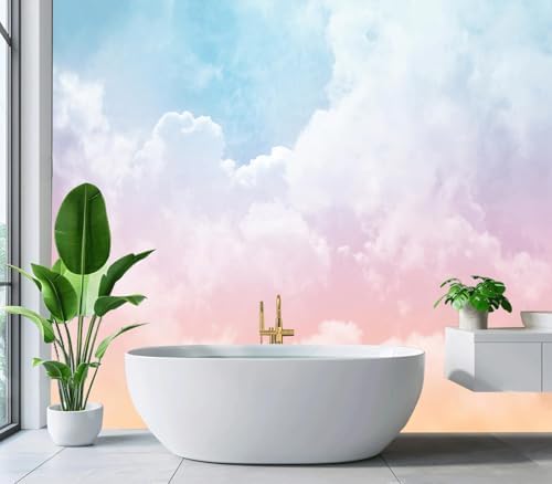 Dreamy Pastel Pink Blue Cloud Sky Wallpaper Peel Stick - Image 3