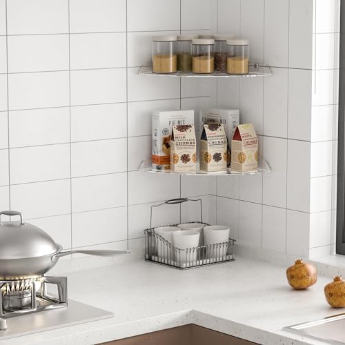 Sezanrpt 9.5x9.5 Inch Acrylic Corner Floating Shelf Set of 2, Security Cameras - Image 4