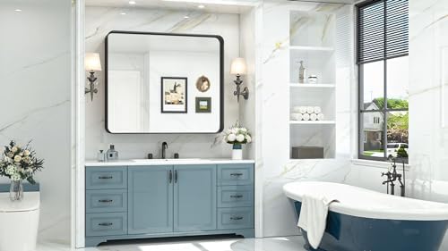 TokeShimi 42x36 Black Bathroom Mirror - Image 2