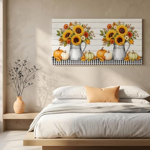 Thanksgiving Sunflower Large Wall Art Fall Flower Pumpkin Maple Leaf Black - Image 6