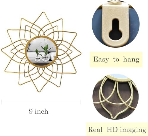 Champagne Gold Round Mirrors for Wall, Decorative Mirrors for Wall Decor - Image 2