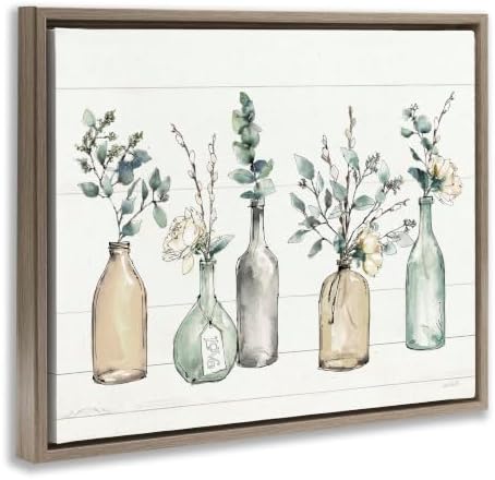 Botanical Bottles and Plants Vases, 16 x 20 Inch Canvas in Floater Frame - Image 2