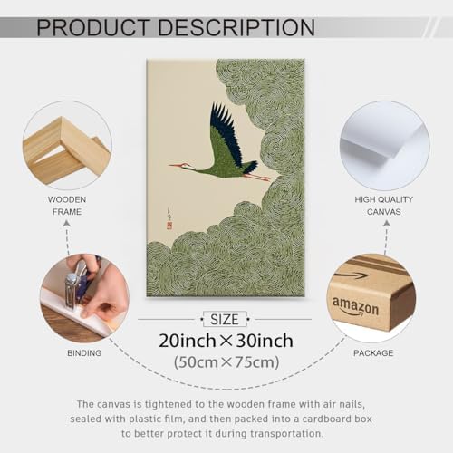 Japanese Flying Framed Wall Art Nature Bird Pictures Aesthetics Posters 20x30 - Image 2