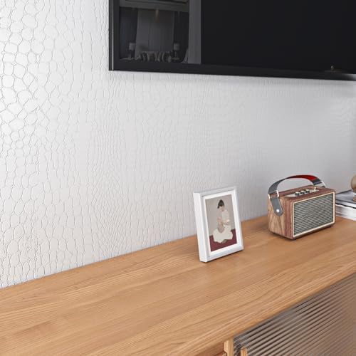 Livelynine Crocodile White Wallpaper Peel and Stick Textured Wallpaper - Image 2