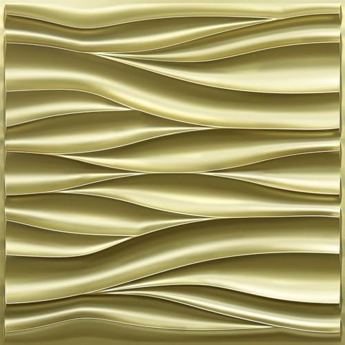 STICKGOO 3D Wall Panels, Champaign Gold Wave Design, 19.7''x19.7'' by STICKGOO