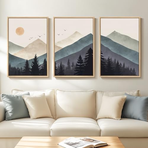 Large Framed Boho Mountain Landscape Wall Art by Cuspin