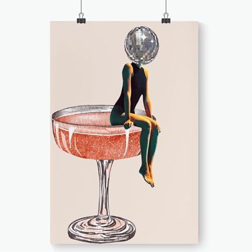 Disco Ball Head Poster, Funky Disco 70s Print, Retro Wall Art, Digital Artwork - Image 4